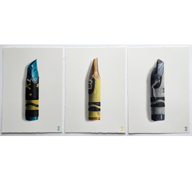 Crayola Crayon Trio (Teal, Mustard, Dark Grey)