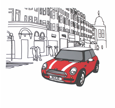 Frank Kiely - Mini at Queensway (Red) - courtesy of TAG Fine Arts