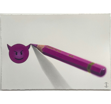 Doodle Purple Caran d'ache with Devil Emoji