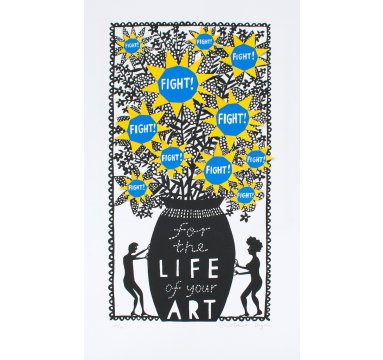 Rob Ryan - Fight For The Life of Your Art (Blue and Yellow) - courtesy of TAG Fine Arts