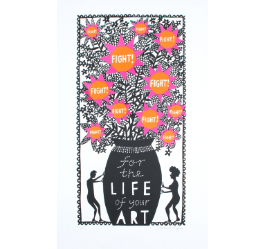 Rob Ryan - Fight For The Life of Your Art (Orange and Pink) - courtesy of TAG Fine Arts