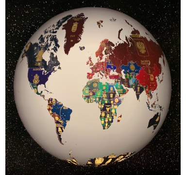 World Passport Globe with Diamond Dust