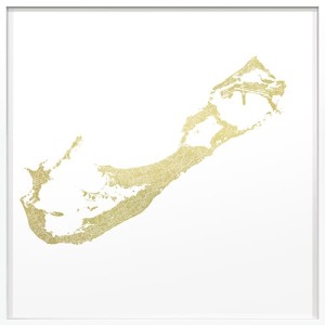Ewan David Eason - Mappa Mundi Bermuda - White - Brushed Gold dibond - courtesy of TAG Fine Arts